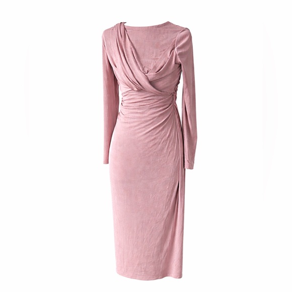 ASTR The Label Mauve Ruched Midi Dress - Picture 2 of 13